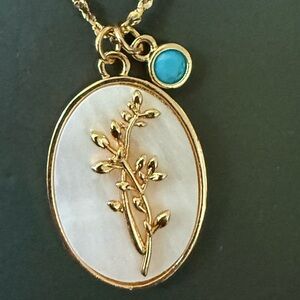 December Birthstone and Birth Month Flower Pendant Necklace